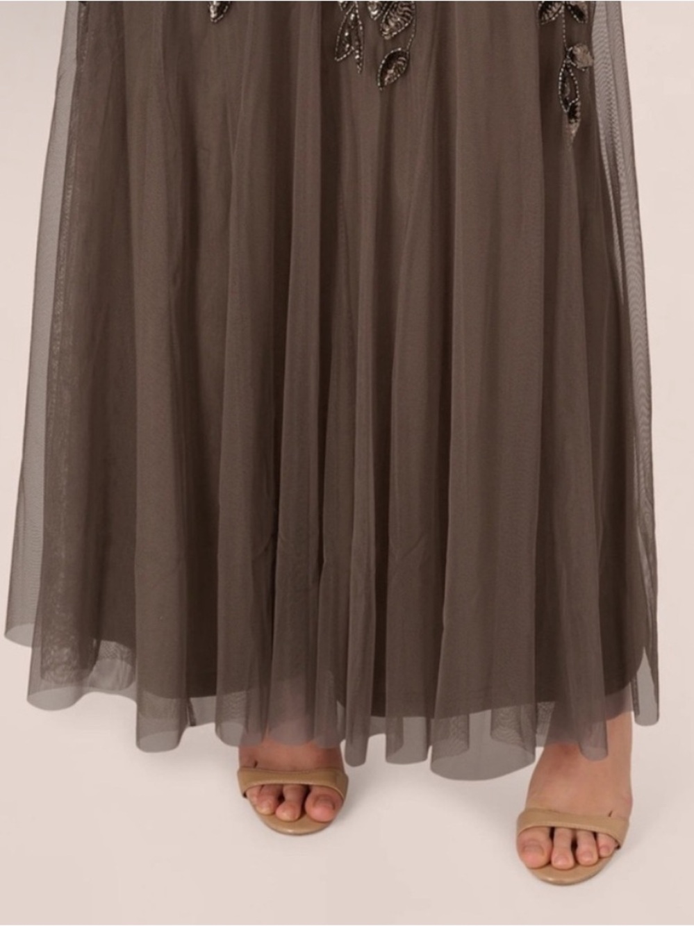 Adrianna Papell Dress SZ 6 Lead Brown Beaded Sequin Gown Formal Evening NWT MOB - Picture 4 of 11